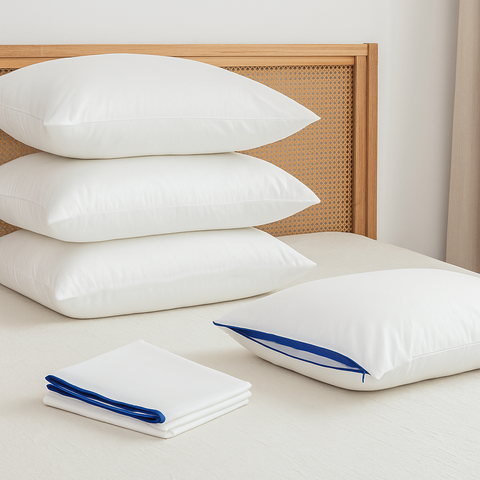 باقة النوم الفندقية | 4 كيس مخدة قطن | 4 مخدات فندقية 1300 جرام